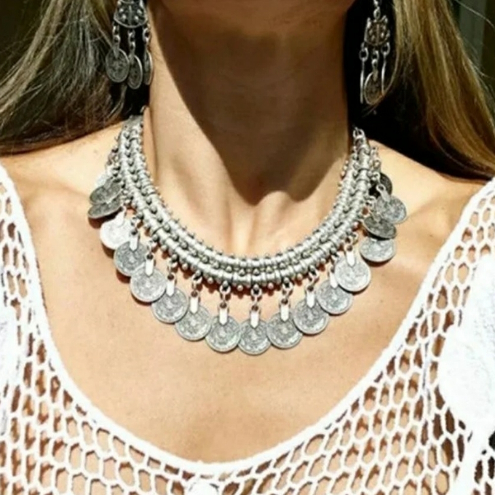 Womens Gypsy Coin necklace